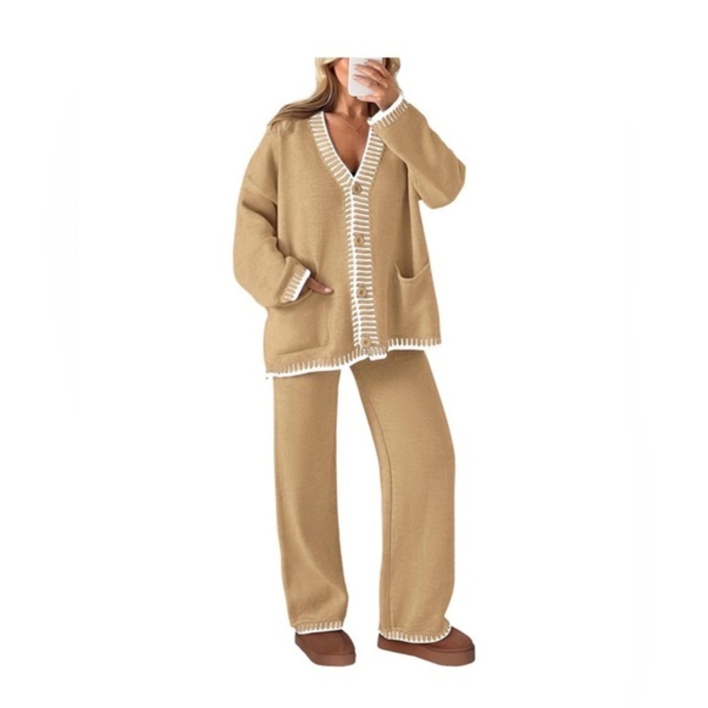 Tan Knit Pants Set